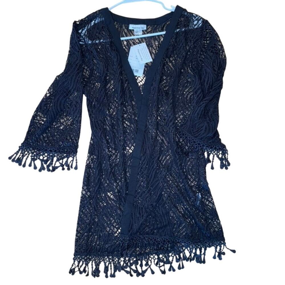 Peppermint Bay Black Crochet Cover Up‎ NWT